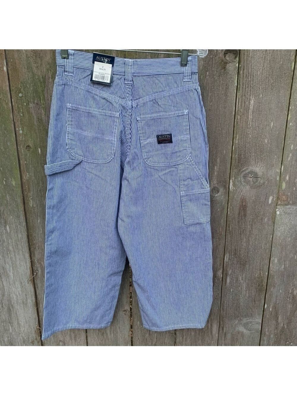 AUSTIN CLOTHING COMPANY striped denim cropped carpenter jean pants vintage style - Picture 4 of 11